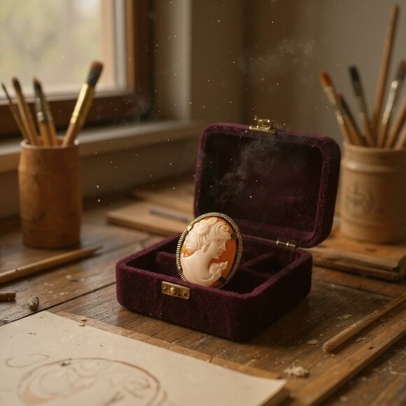 Bal-Ron 1/20 12K GF Shell Cameo Pendant Brooch Vintage Art Deco Revival - Picture 1 of 5